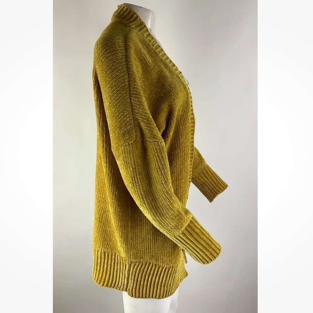 ModCloth Sz M Chenille Drop Sleeve Cardigan Marigold Polyester Open Face - Picture 3 of 6